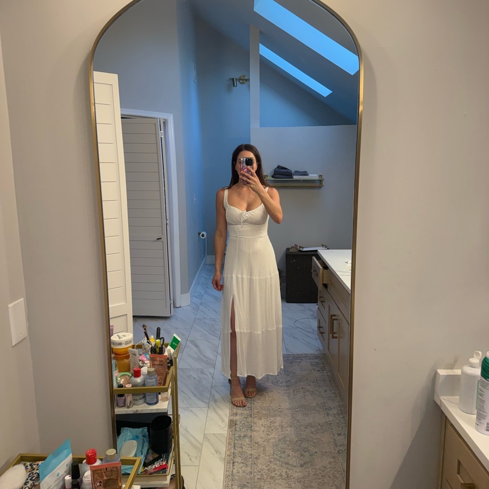 Hollister White Smocked Neck Sleeveless Top